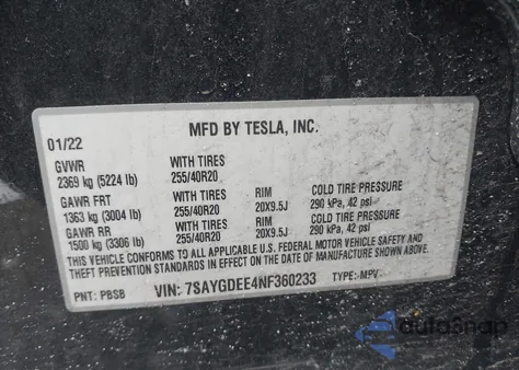 2022 Tesla Model Y Long Range Dual Motor All-Wheel Drive from USA, damaged, VIN 7SAYGDEE4NF360233